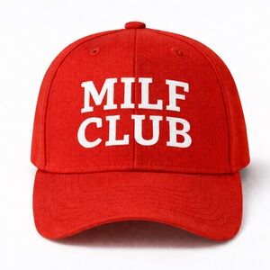 MILF Club Embroidered Red Baseball Cap Velcro Strap Mom Hat Streetwear Trendy